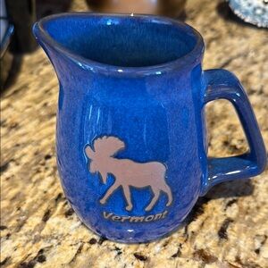 Blue Vermont Moose Syrup Pitcher